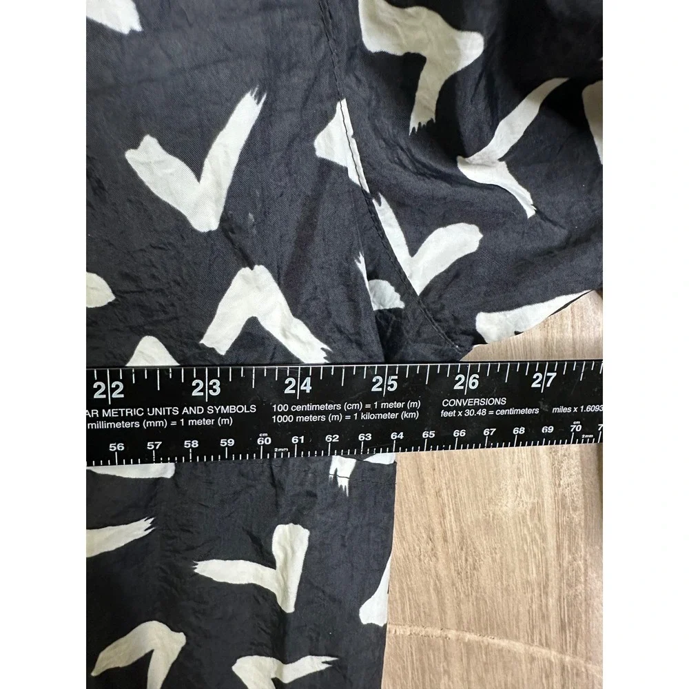 Obermeyer Pullover Anorak Jacket Black‎ White Abstract Print Vintage 90s